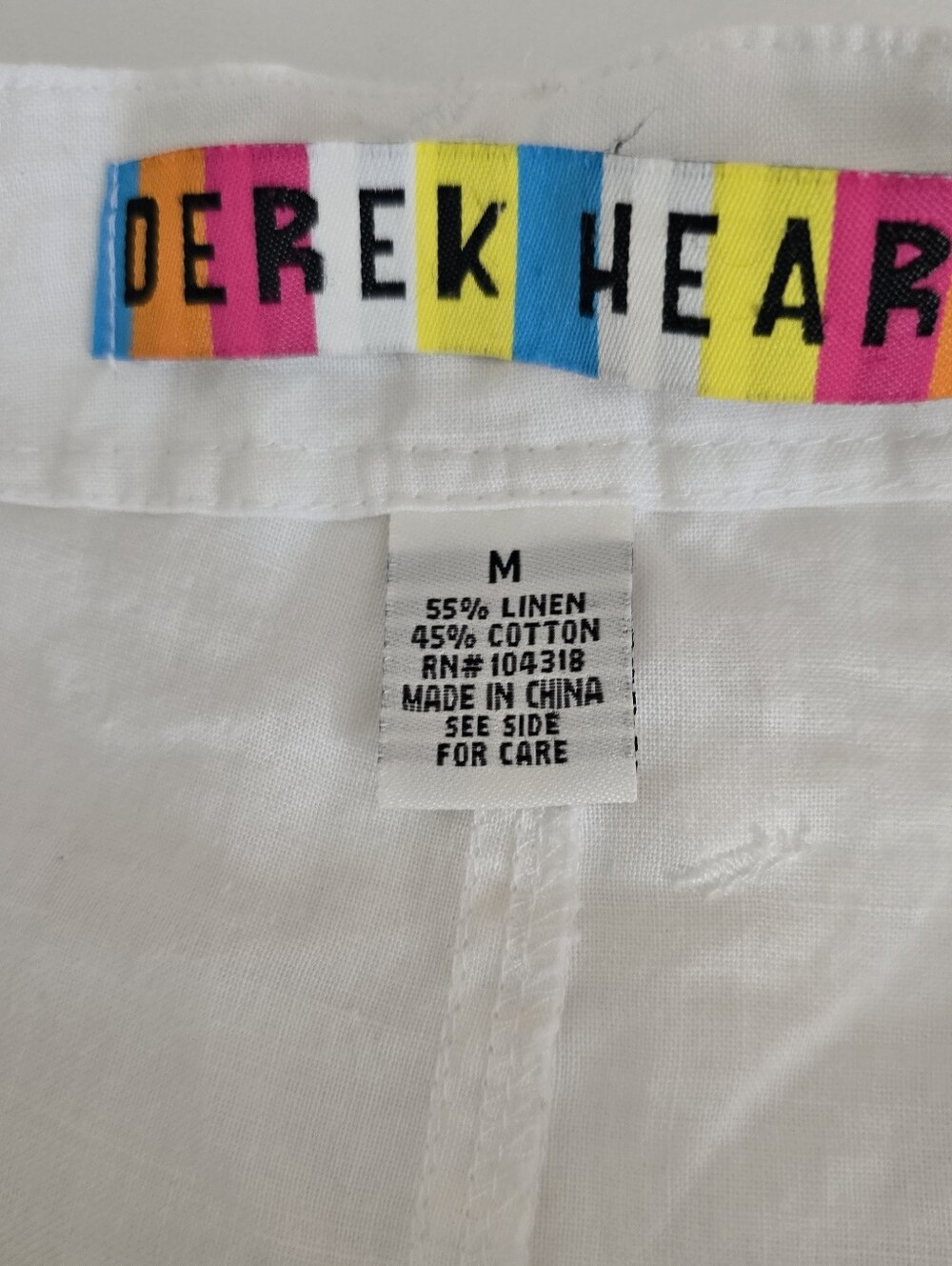 Derek Heart White Linen Blend Wide Leg Pants Relaxed Beach Drawstring Button 8 - Picture 6 of 16